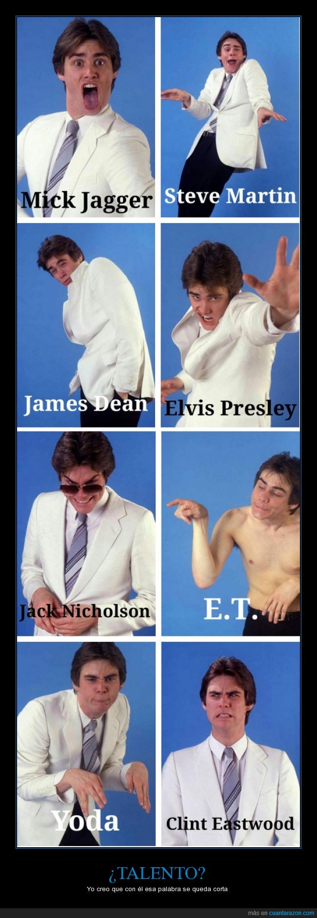 Talento,Jim Carrey,imitación,impresionante,Clint Eastwood,Jack Nicholson,james dean,Et,Elvis,Mick Jagger,Steve Martin